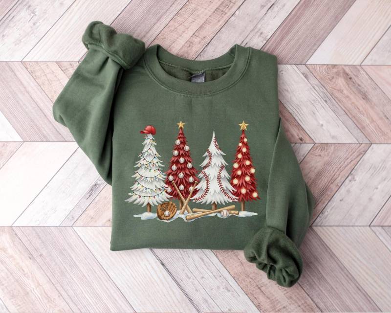 Baseball Weihnachtsbaum Sweatshirt, Weihnachten Pullover, Geschenk, Liebhaber Sport Weihnachten, Shirt von PrintBoutique4U