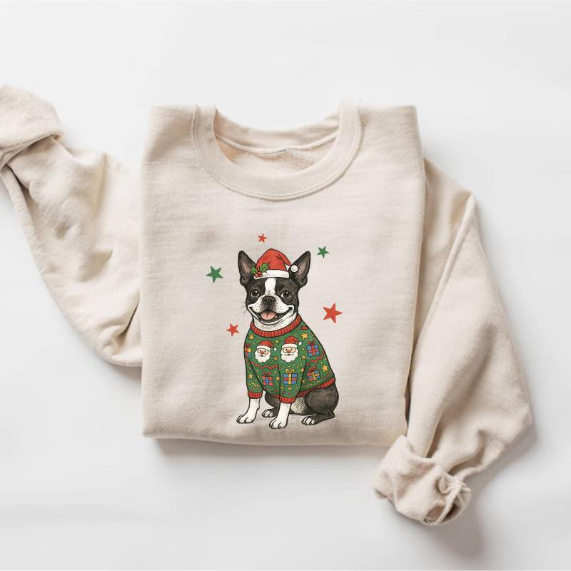 Boston Terrier Weihnachten Sweatshirt, Hundepullover, Mama, Geschenk Für Boston-Liebhaber, Besitzer Shirt von PrintBoutique4U