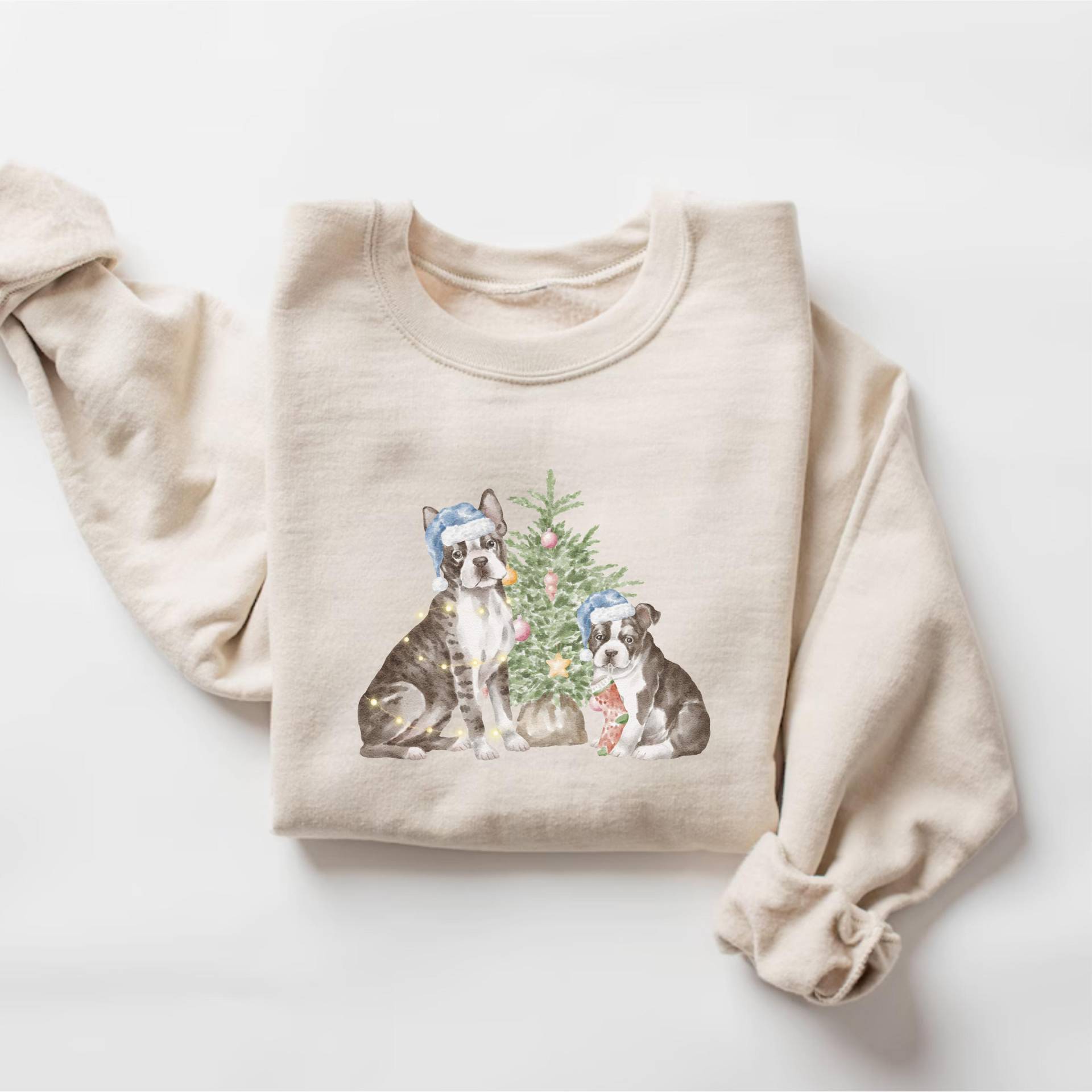 Boston Terrier Weihnachten Sweatshirt, Süßes Hundeliebhaber Weihnachtshemd, Urlaub Welpen Hoodie, Lustiges Weihnachtsgeschenk von PrintBoutique4U