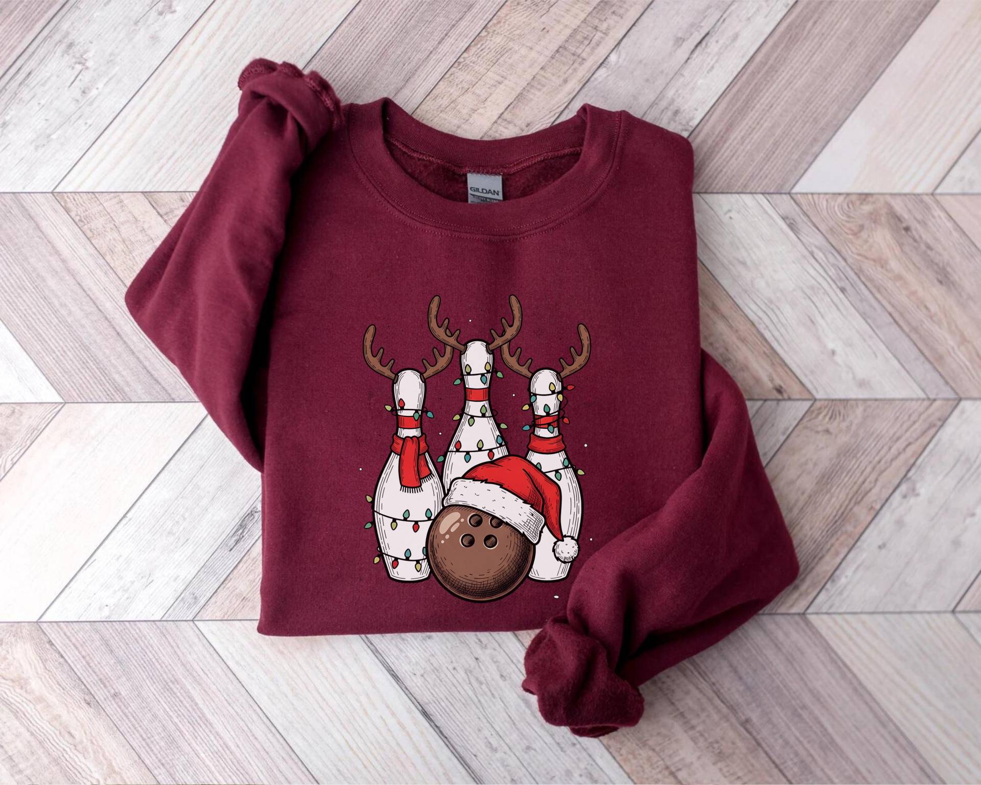 Bowling Weihnachten Sweatshirt, Bowling-Liebhaber Pullover, Geschenk Für Bowler, Football Weihnachtsbowling Shirt von PrintBoutique4U