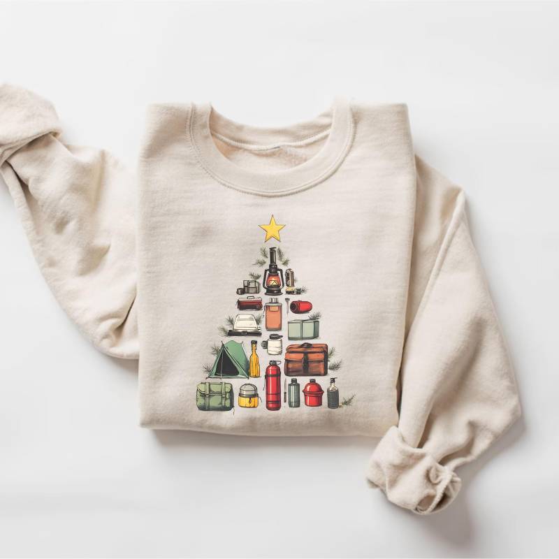 Camping Weihnachten Sweatshirt, Weihnachtsbaum T-Shirt, Retro Natur Wandern Pullover, Gadgets Shirt, Geschenk Für Naturliebhaber von PrintBoutique4U