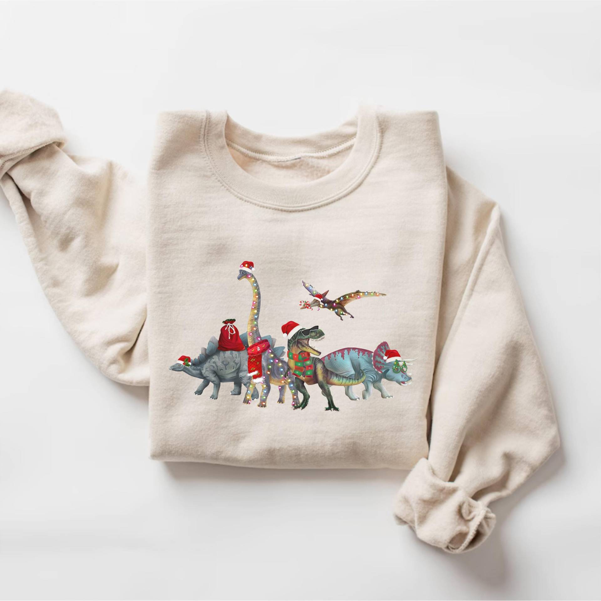 Dinosaurier Weihnachten Sweatshirt, Lustiges Shirt, Pullover, Liebhaber Geschenk, Dino Rundhalsausschnitt von PrintBoutique4U