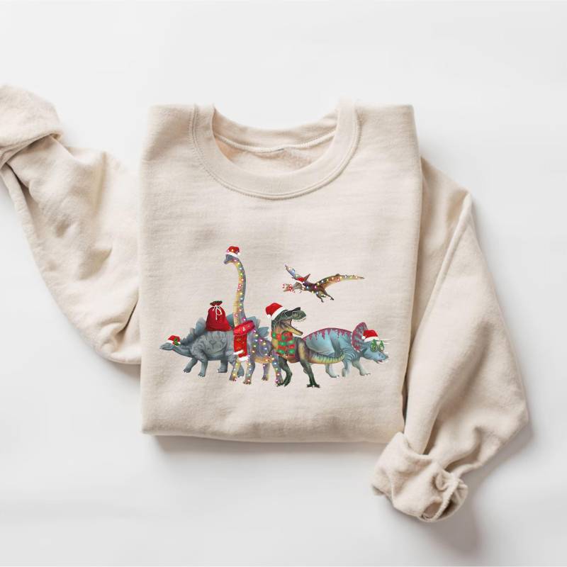 Dinosaurier Weihnachten Sweatshirt, Lustiges Shirt, Pullover, Liebhaber Geschenk, Dino Rundhalsausschnitt von PrintBoutique4U