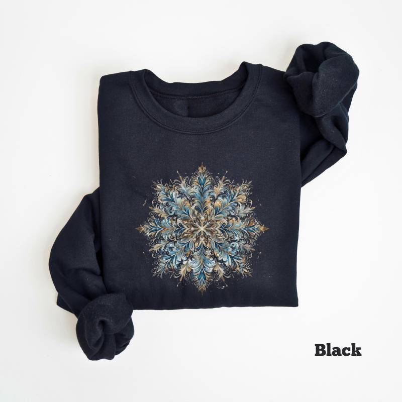 Gold Schneeflocke Sweatshirt, Weihnachten Shirt, Winter Weihnachtsgeschenke, Kalte Jahreszeit Sweatshirt von PrintBoutique4U