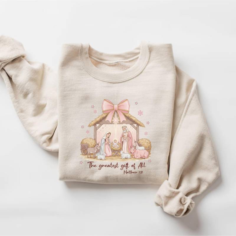 Krippe Weihnachten Sweatshirt, Das Größte Geschenk Von Allen Shirt, Religiöser Urlaub Crewneck, Christliches Weihnachtsgeschenk, Shirt von PrintBoutique4U