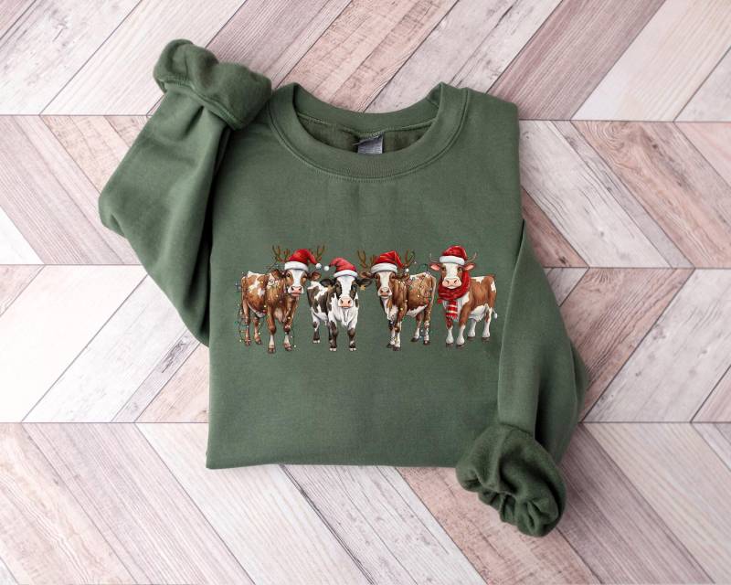 Kuh Weihnachten Sweatshirt, Liebhaber Shirt, Bauernhof Urlaub Hoodie, Niedliches Tier Weihnachtsgeschenk Für Landwirte, Shirt von PrintBoutique4U