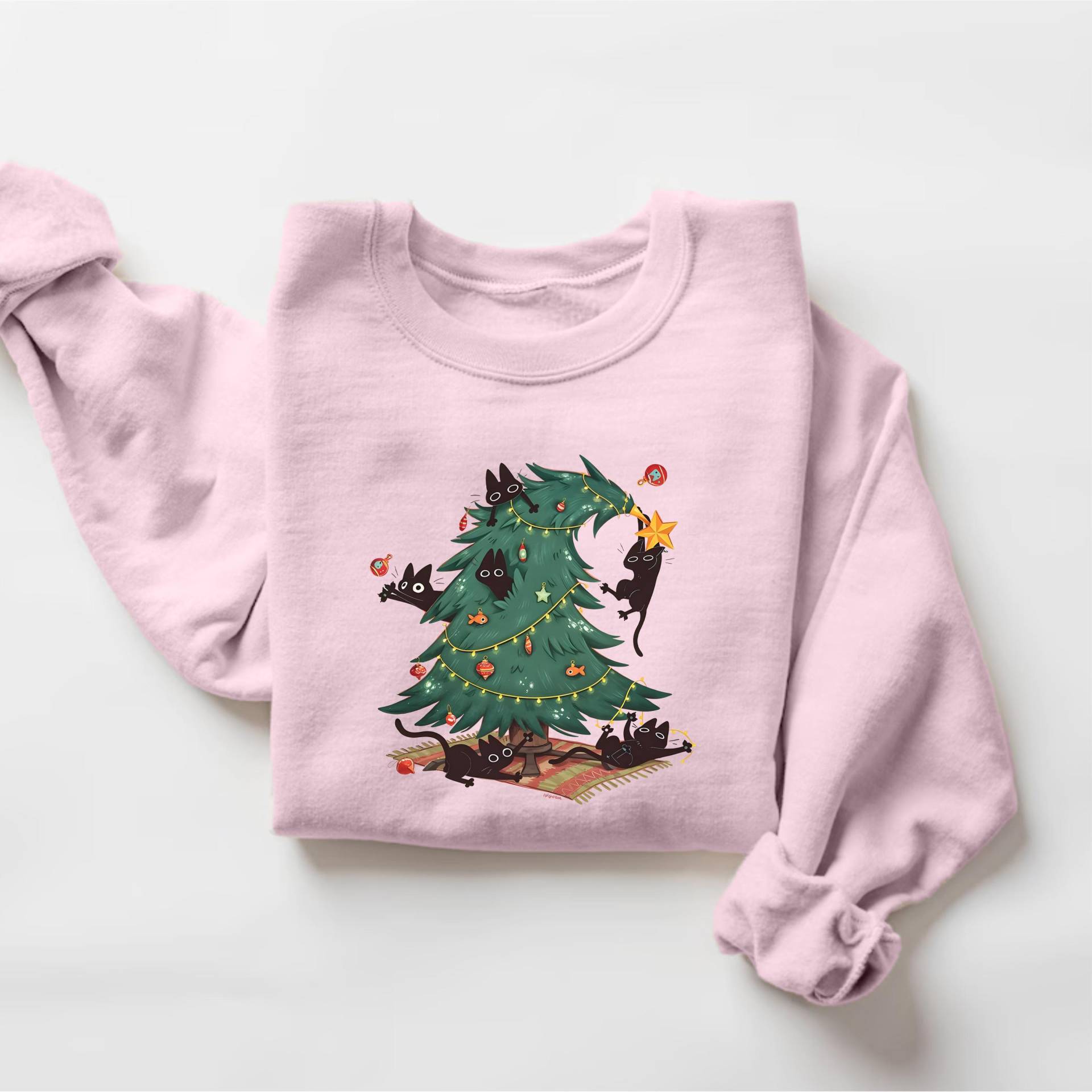 Lustiges Katzen-Liebhaber-Sweatshirt, Katzen-Weihnachtspullover, Katzen-Liebhaber-Geschenk-Weihnachten, Katzenmama, Weihnachtskatzenbaum-Sweatshirt von PrintBoutique4U