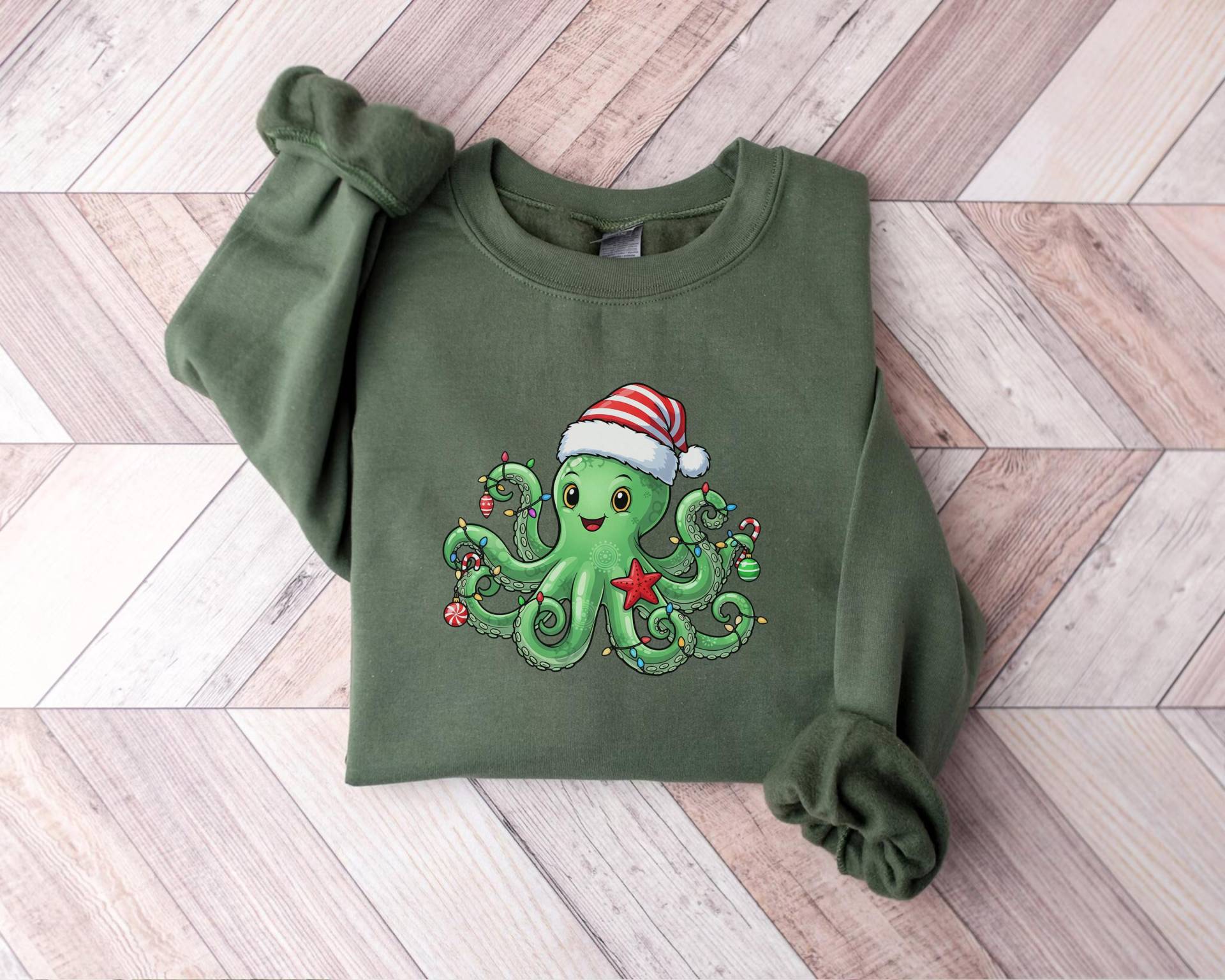 Oktopus Weihnachten Sweatshirt, Frohe Pullover, Liebhaber Shirt, Weihnachtslichter Urlaub Tshirt, Geschenk von PrintBoutique4U