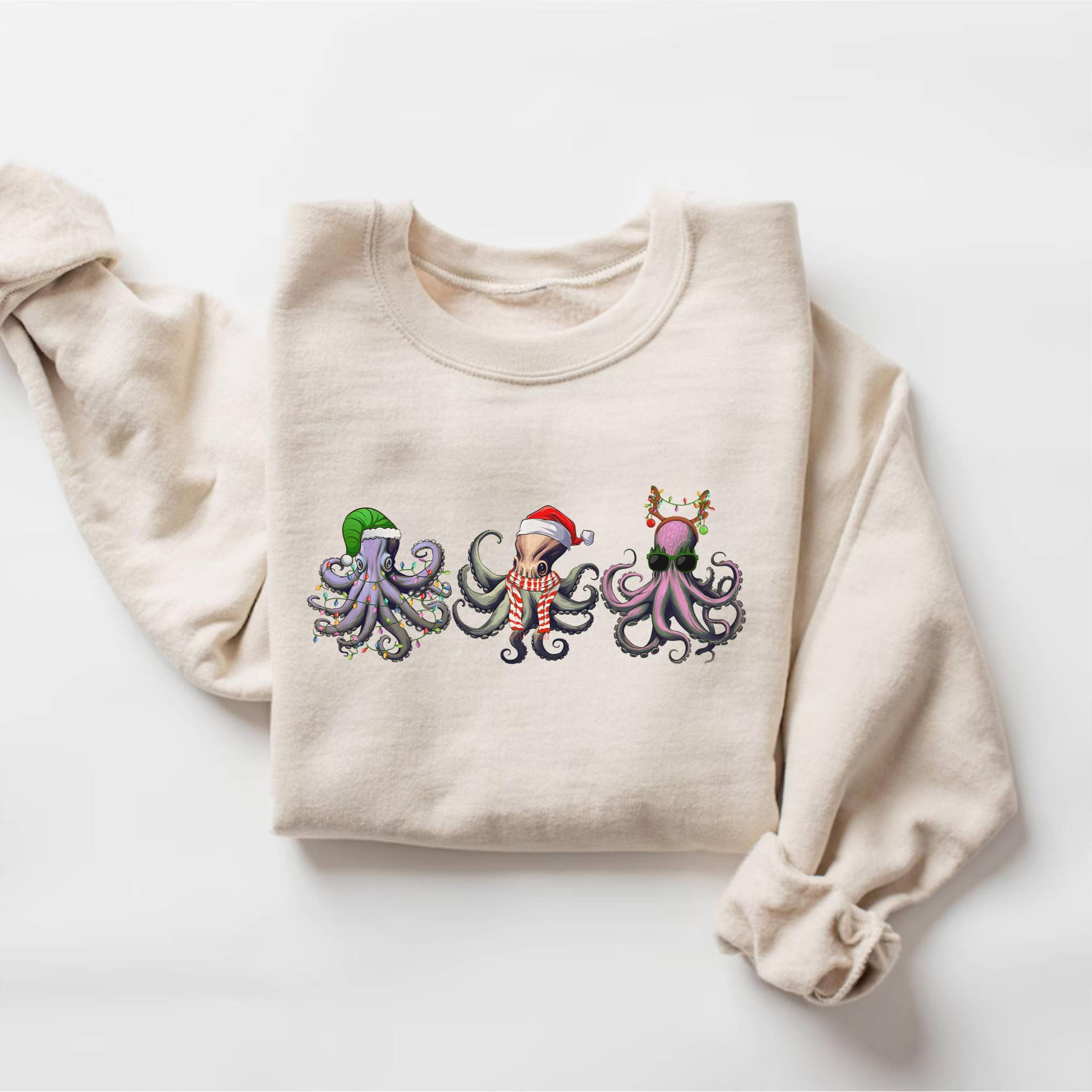 Oktopus Weihnachten Sweatshirt, Frohe Pullover, Liebhaber Shirt, Weihnachtslichter Urlaub Tshirt, Geschenk von PrintBoutique4U