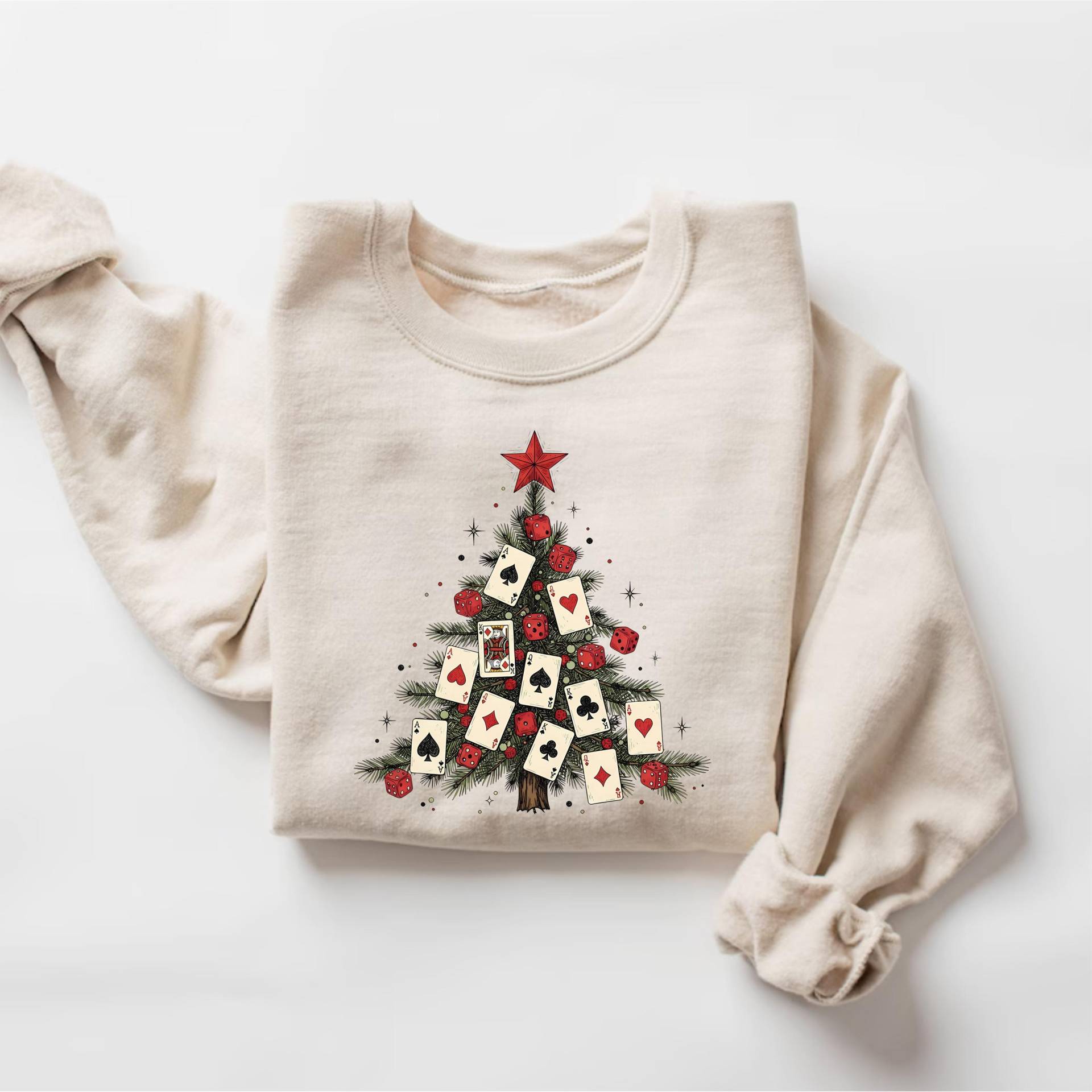 Poker Karten Weihnachtsbaum Sweatshirt, Weihnachten Pullover, Las Vegas Shirt, Glücksspiel Hoodie, Kasino Geschenk von PrintBoutique4U