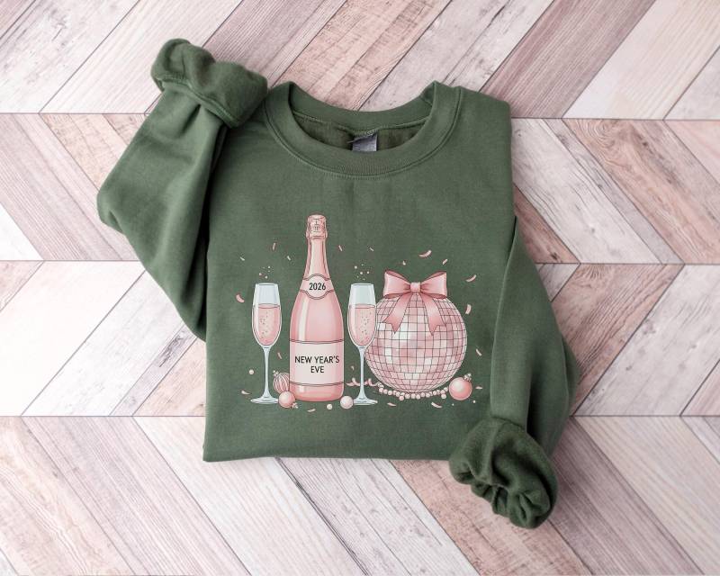 Rosa Frohes Neues Jahr Sweatshirt, Neujahr 2026 Shirt, Outfit, Familie Silvester Party Pullover, T-Shirt von PrintBoutique4U