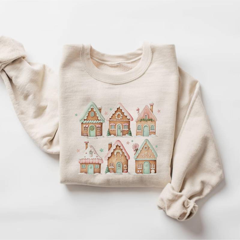 Rosa Lebkuchenhaus Weihnachten Sweatshirt, Lebkuchen Geschenk Hoodie, Weihnachten, Girly Weihnachtsshirt, Süßes Weihnachtsgeschenk von PrintBoutique4U