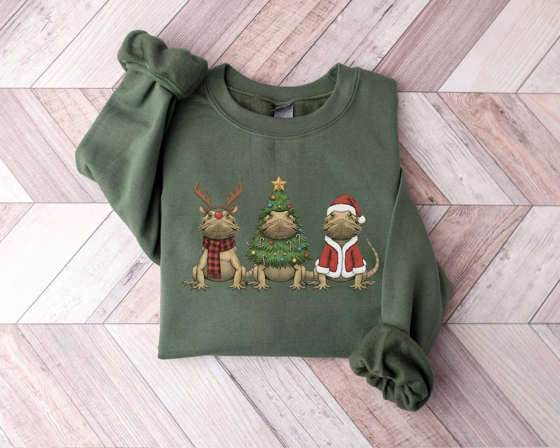 Weihnachten Bearded Dragon Sweatshirt, Reptil Liebhaber Pullover, Santa Shirt, Xmas Lizard Beardie Weihnachtsgeschenk von PrintBoutique4U