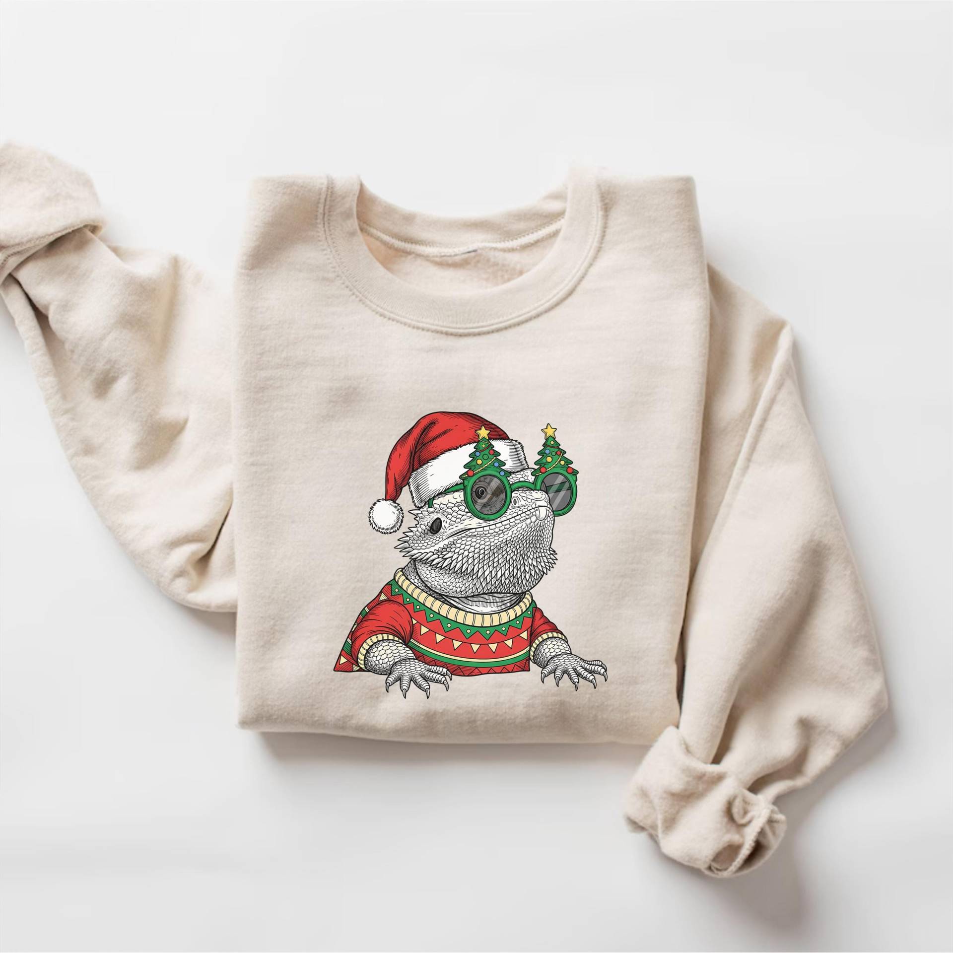 Weihnachten Bearded Dragon Sweatshirt, Reptil Liebhaber Pullover, Santa Shirt, Xmas Lizard Beardie Weihnachtsgeschenk von PrintBoutique4U