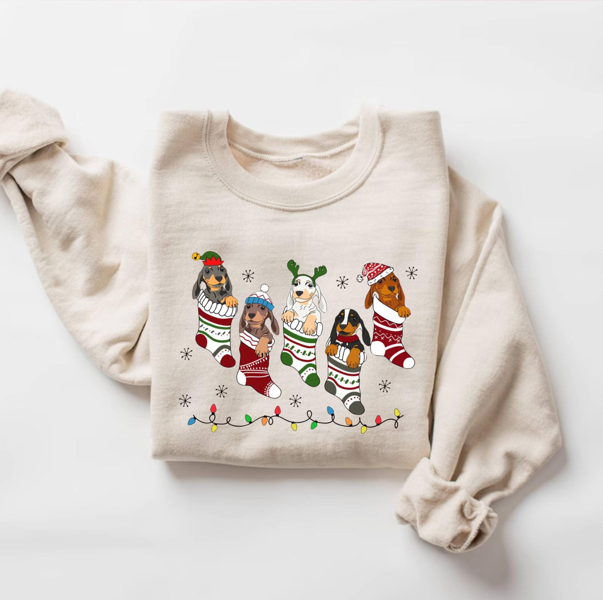 Weihnachten Dackel Sweatshirt, Süßes Hund Shirt, Lustiger Urlaub Hoodie, Welpen-Liebhaber Geschenk, Shirt von PrintBoutique4U