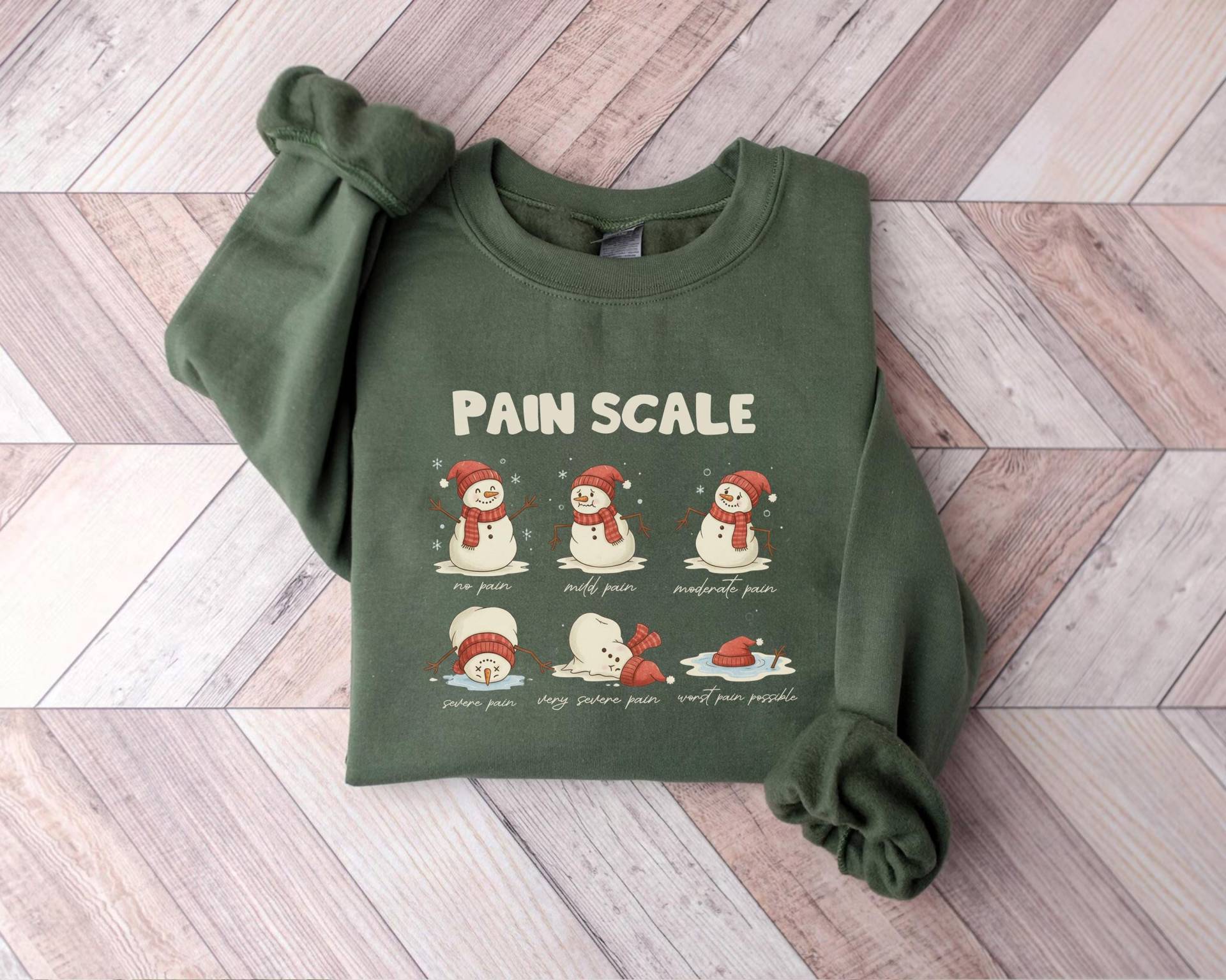 Weihnachten Krankenschwester Sweatshirt, Schmerzskala Schneemann Weihnachtspullover, Hoodie, Weihnachtsgeschenk Für von PrintBoutique4U