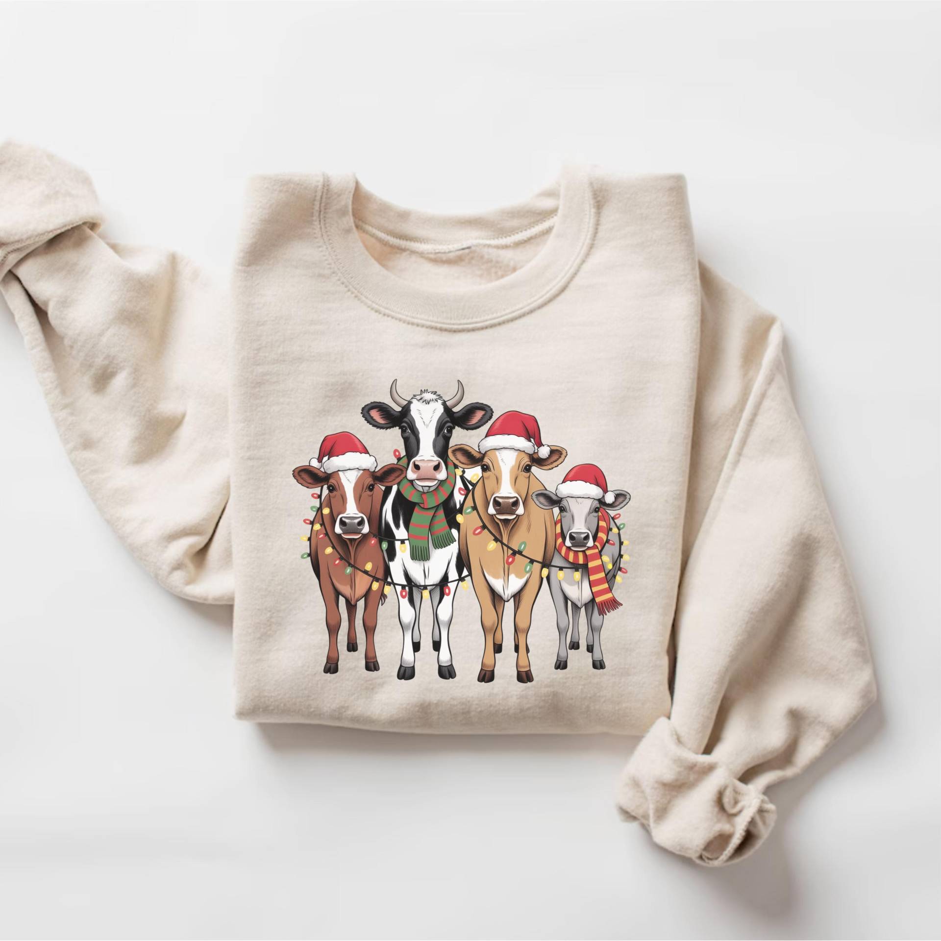 Weihnachten Kuh Sweatshirt, Bauernhof Tier Urlaub Shirt, Rundhalsausschnitt, Bauer Winter Geschenk, Weihnachten von PrintBoutique4U