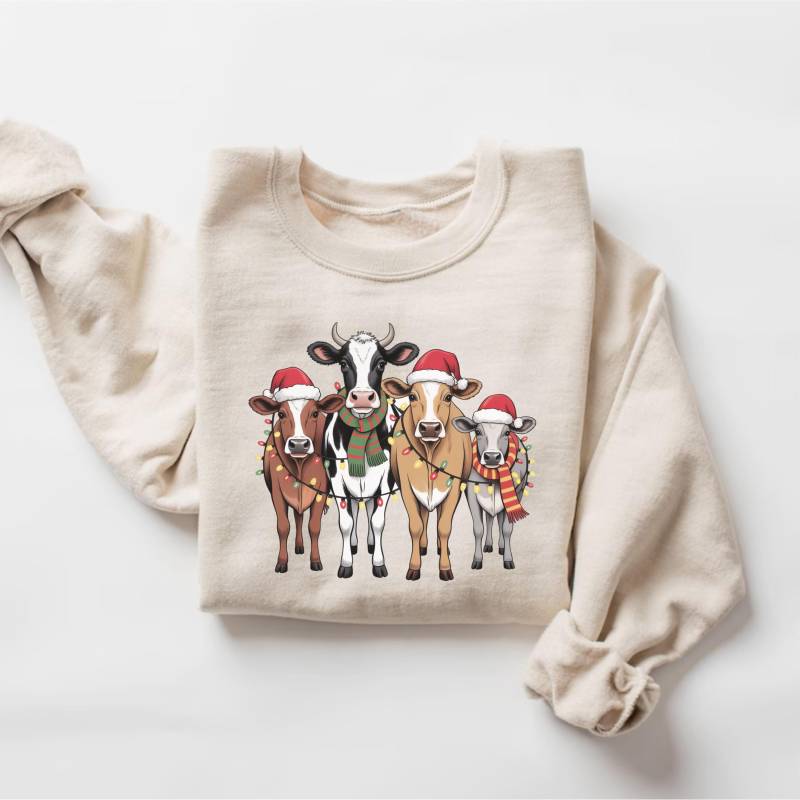 Weihnachten Kuh Sweatshirt, Bauernhof Tier Urlaub Shirt, Rundhalsausschnitt, Bauer Winter Geschenk, Weihnachten von PrintBoutique4U