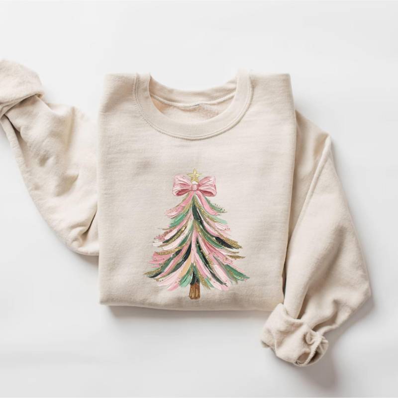 Weihnachtsbaum Sweatshirt, Weihnachten Sweatshirt Für Frauen, Tshirt, Rosa Weihnachtsbaum, Weihnachtspullover von PrintBoutique4U