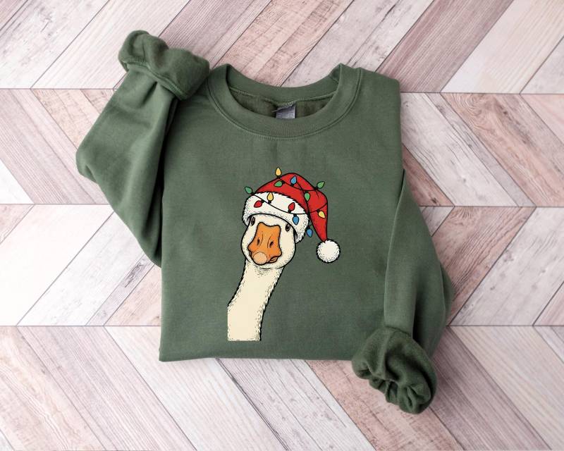 Weihnachtsgans Sweatshirt, Gänseliebhaber Geschenk, Tierurlaub Shirt, Lustiger Entenpullover, Gänse Xmas Grafik T-Shirt von PrintBoutique4U