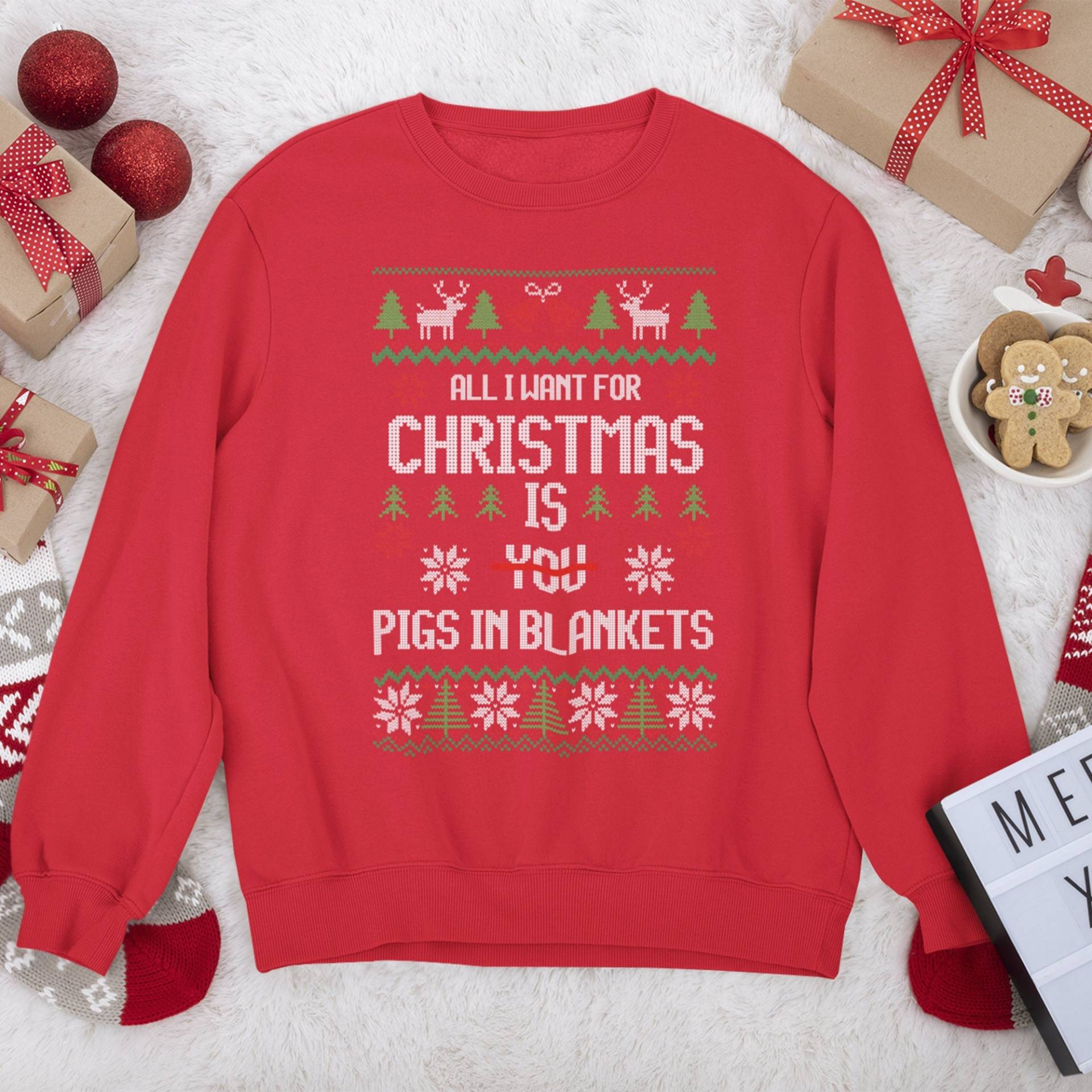 All I Want For Christmas Is Pigs in Blankets Lustiges Weihnachts Sweatshirt Für Männer Damen Unisex Pullover Neuheit Xmas Dinner Essen von PrintCartelStore
