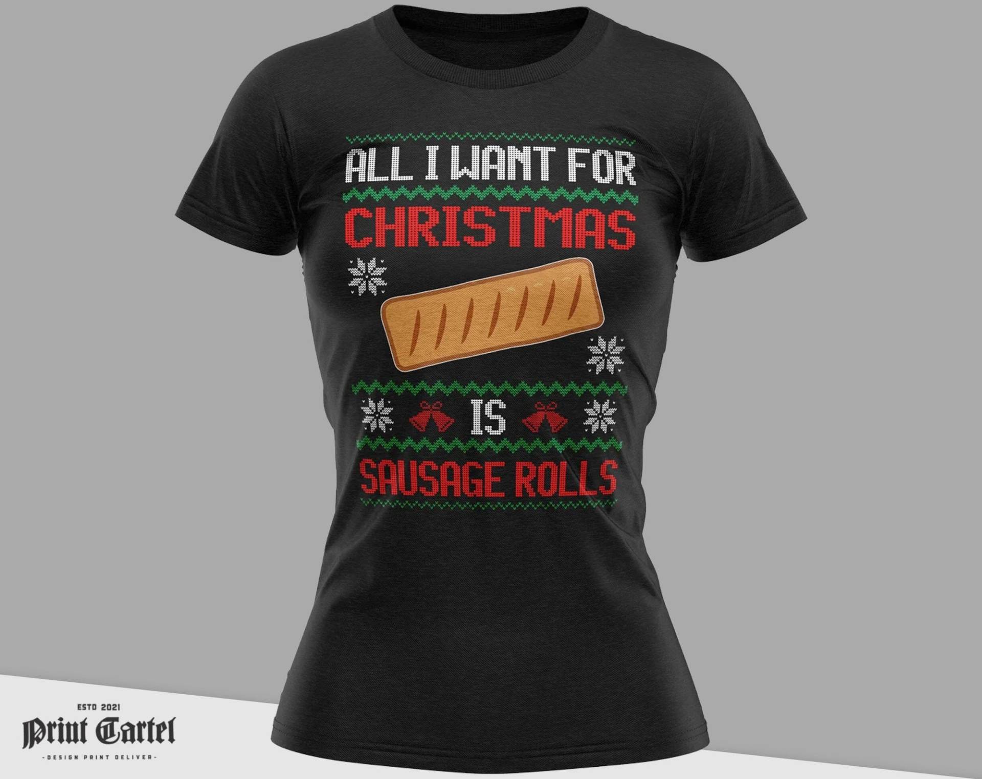 All I Want For Christmas Würstchen, Lustiges Weihnachts Top, Tshirt Für Frauen, Xmas Mädchen Frauen T-Shirt Geschenke Sie von PrintCartelStore
