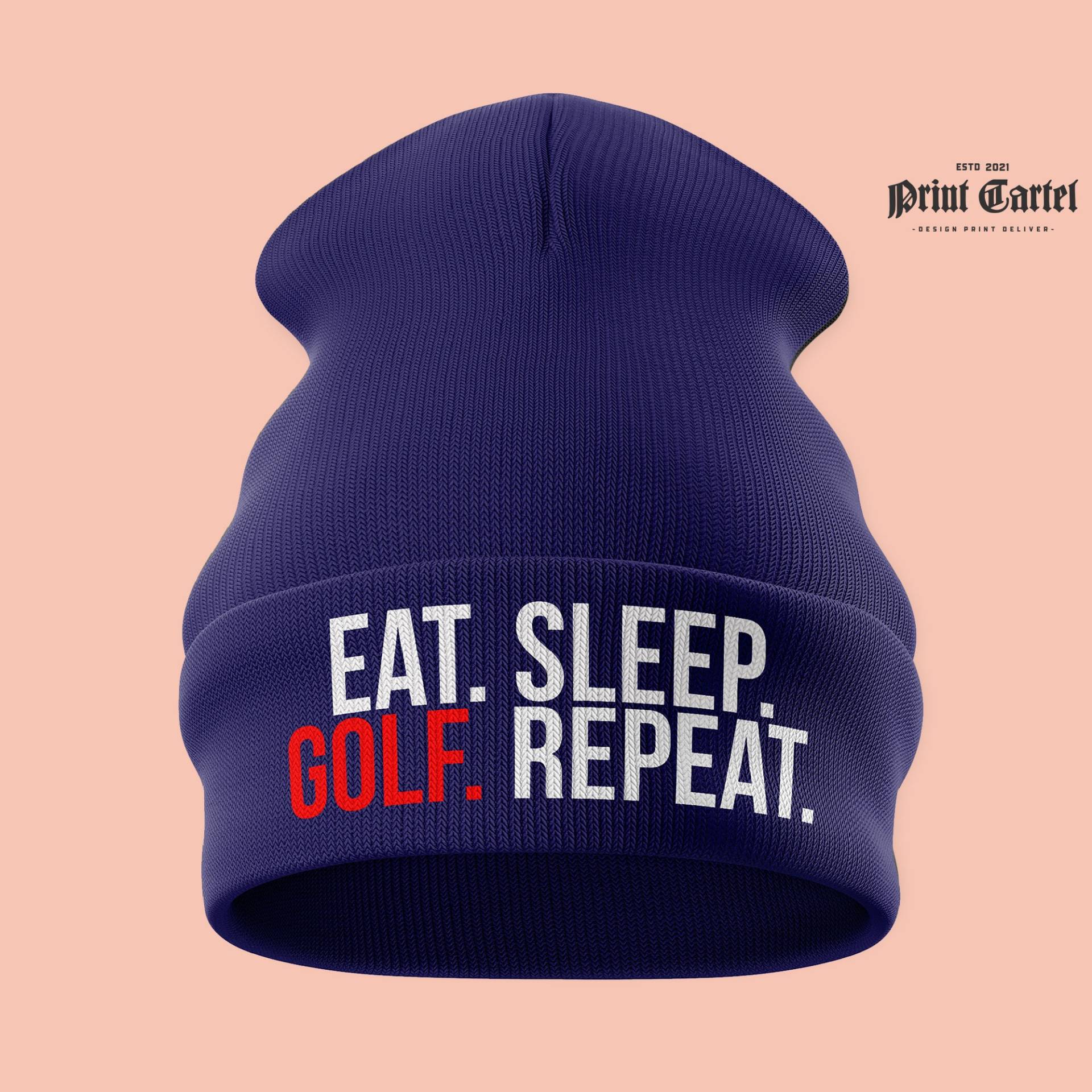 Eat Sleep Golf Repeat Lustige Beanie Mütze, Bestickt, Golf Geschenke, Geburtstagsgeschenke Für Männer, Papa Grandad Winter Kalte Ski von PrintCartelStore