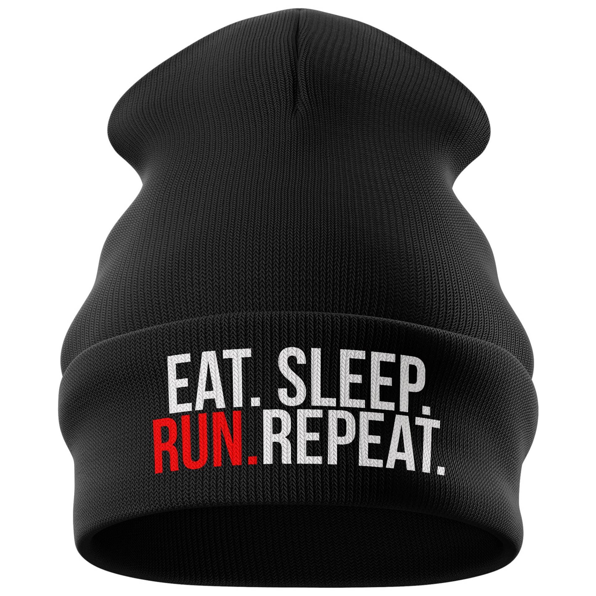 Eat Sleep Run Repeat Lustige Beanie Mütze, Beanie, Laufgeschenke, Marathon Geburtstagsgeschenke Für Männer Frauen Winter Kalt von PrintCartelStore