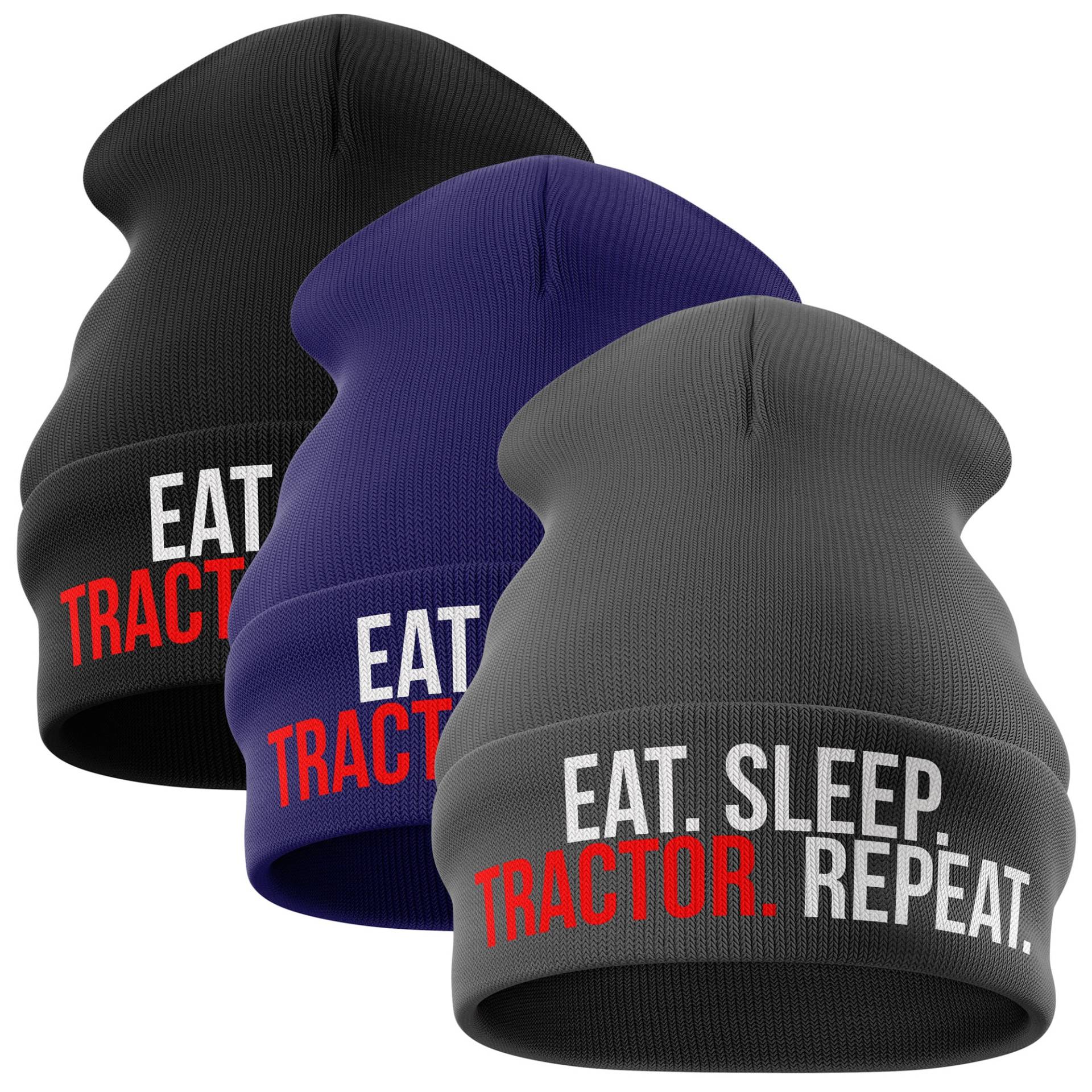 Eat Sleep Traktor Repeat Lustige Beanie Mütze, Bestickt, Landwirtschaft Geschenke, Bauernhof Bauer Geburtstag Geschenke Für Männer, Papa Grandad von PrintCartelStore