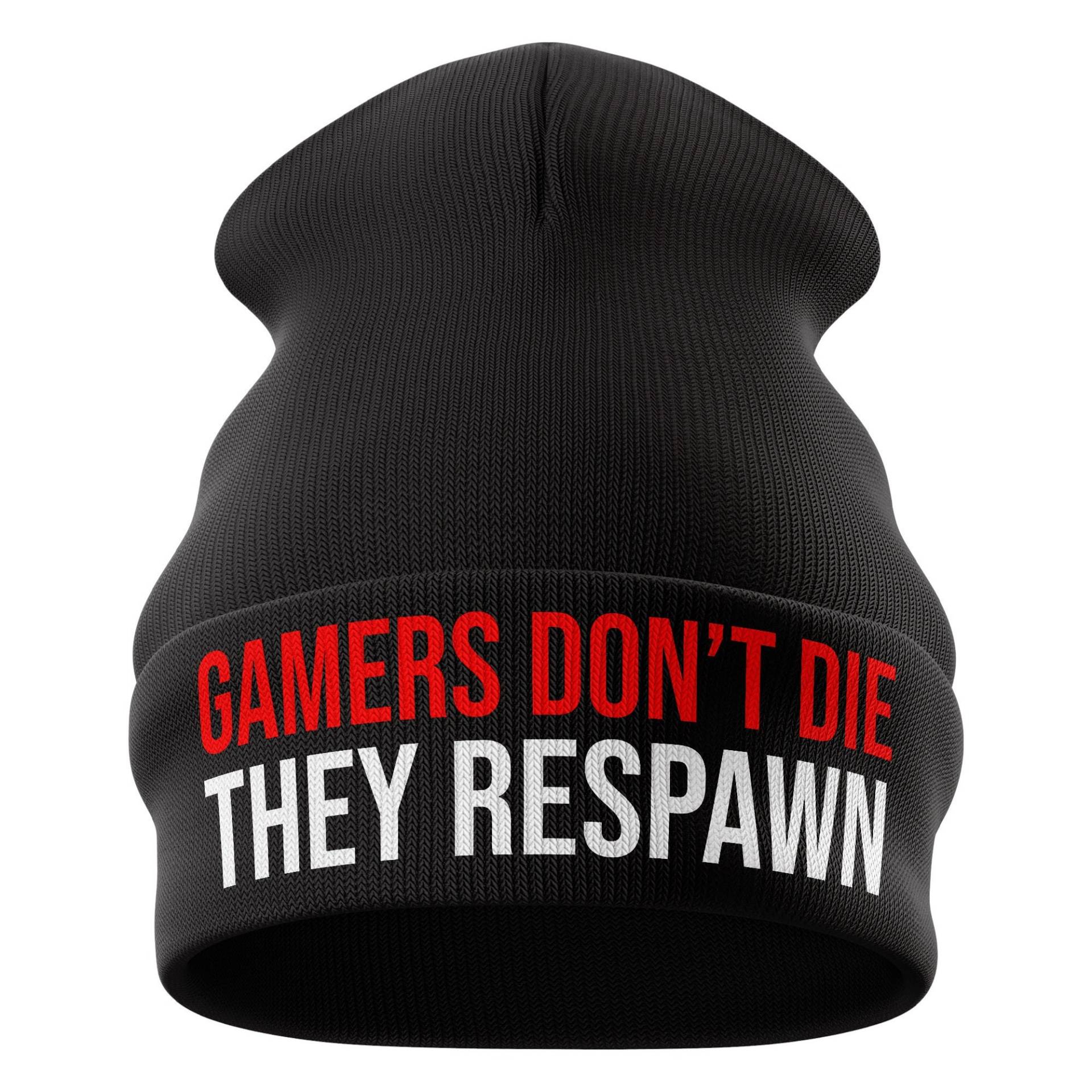 Gamers Dont Die They Respawn, Beanie Bestickt, Herren Mütze, Gaming Geschenke, Geschenk Für Gamer, Männer, Freund Papa Lustiger Geburtstag von PrintCartelStore