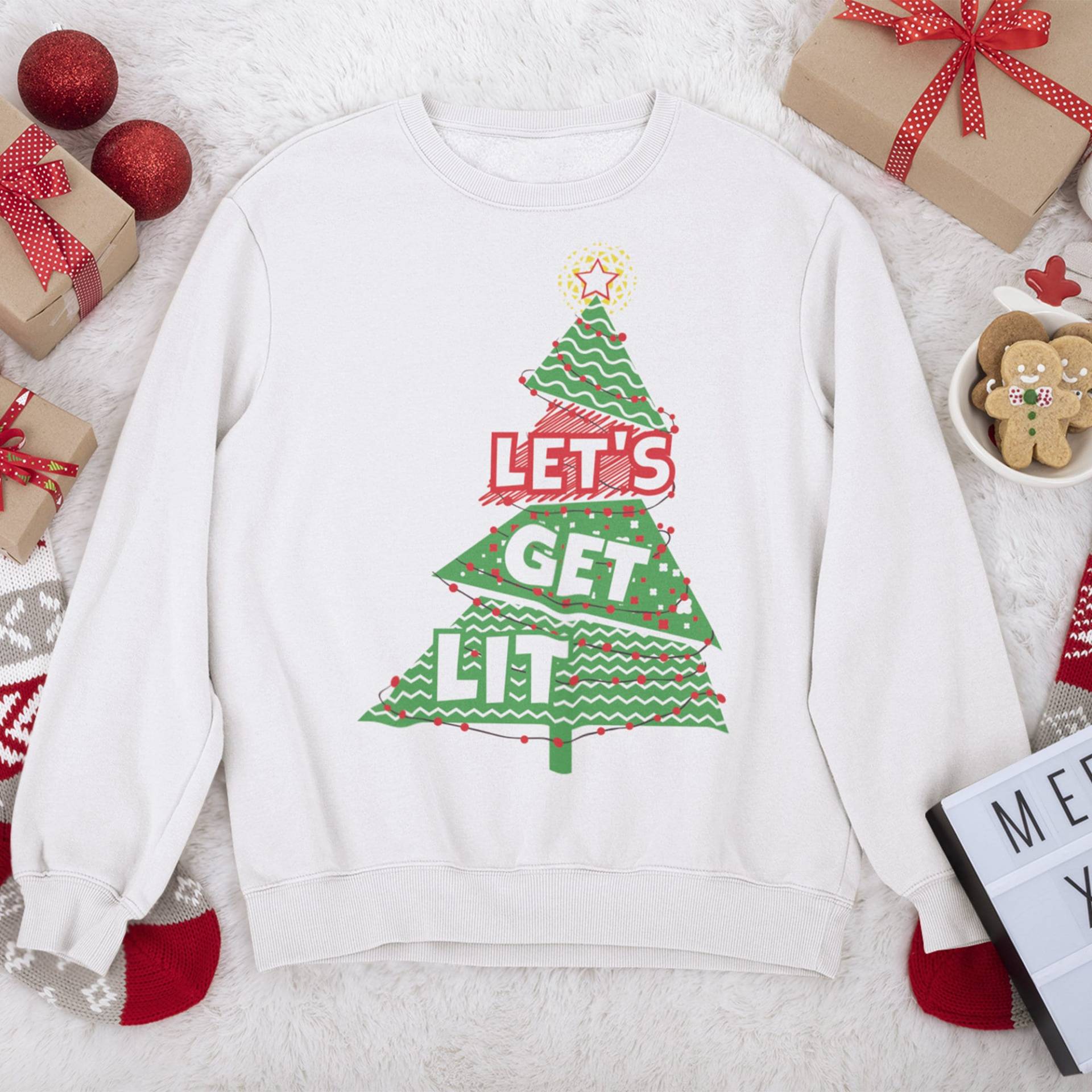 Lets Get Lit Tree Lustiges Weihnachts Sweatshirt Für Männer Frauen Unisex Pullover Neuheit Weihnachten Schnee Festliche Geschenke von PrintCartelStore