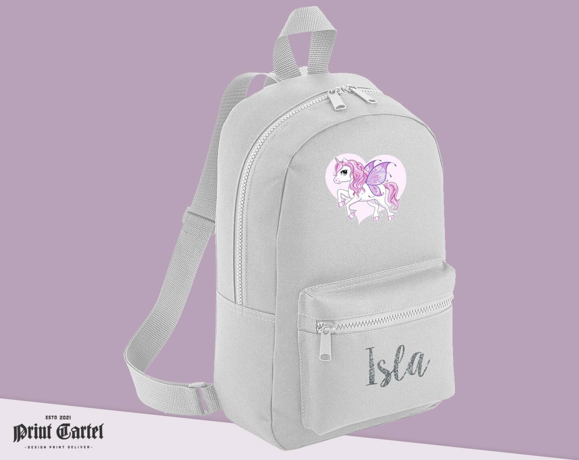 Personalisierte Einhorn Tasche, Personalisierter Rucksack Mädchen Mit Namen Und Einhorn, Glitzer Name, Kinder, Schultasche von PrintCartelStore