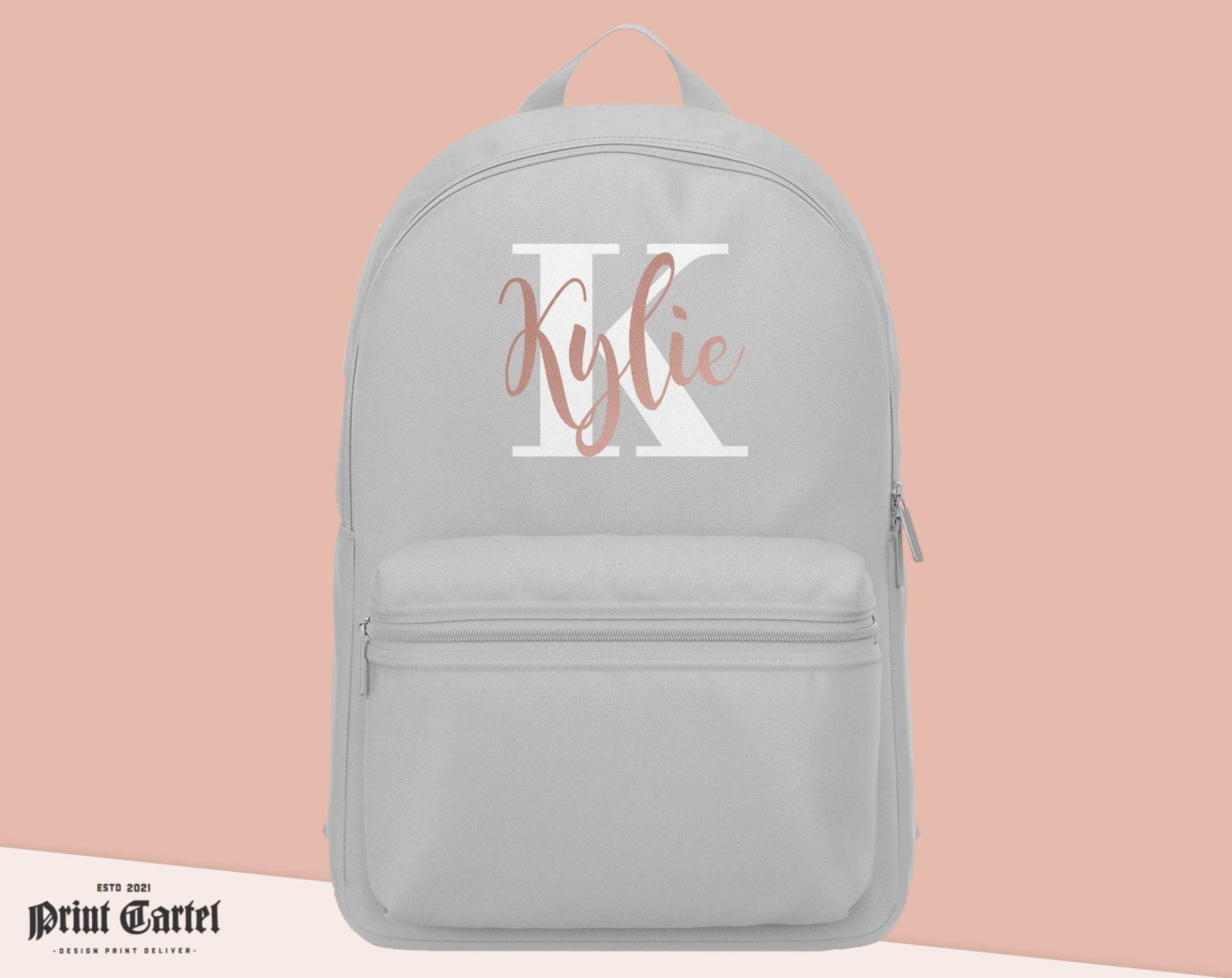 Personalisierter Kinderrucksack Rosegold, Kinderrucksack, Name Und Initial, Mädchen Schultasche, Kindergartenrucksack von PrintCartelStore