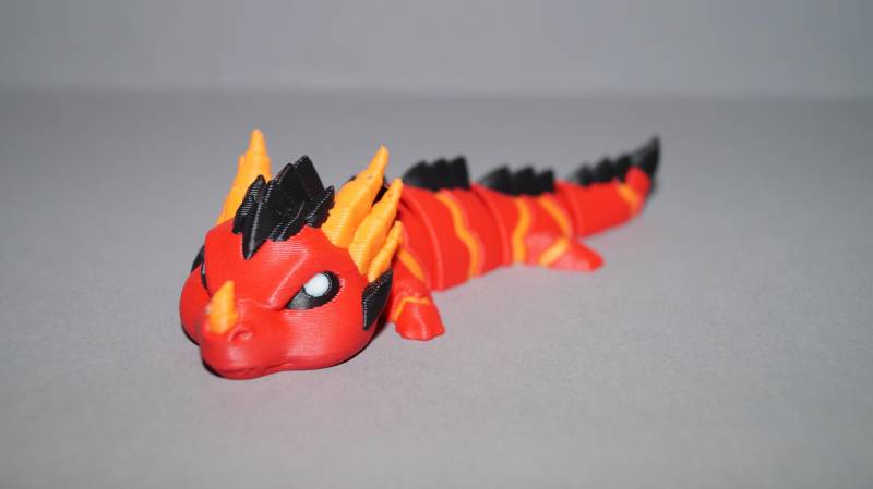 Mini Flexidrache | Schlüsselanhänger Flexibler Drache Fidget Toy Typ Magma von PrintDyZ