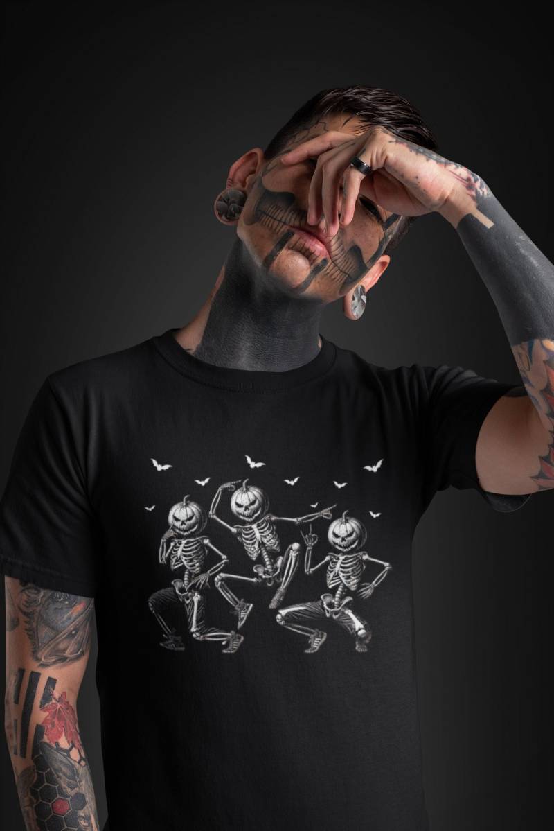 T-Shirt Herren | Tanzendes Skelett Herbst Fröhliches Halloween Kostüm Shirt Geschenk Für Männer von PrintLag