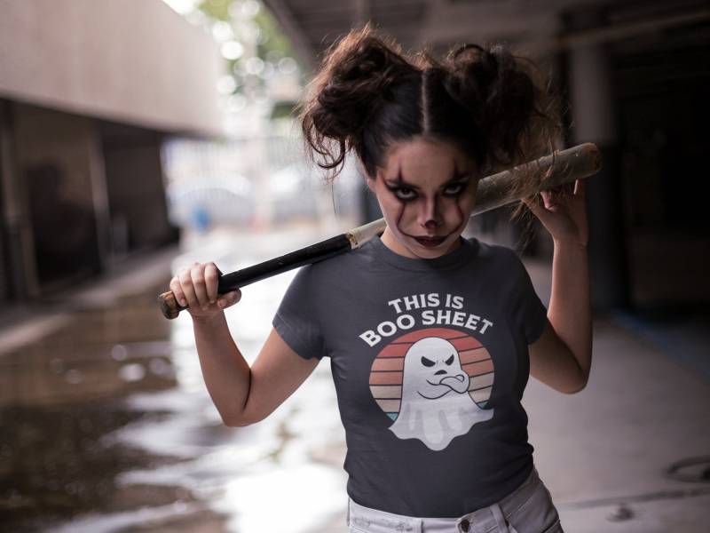 Witziges Halloween T-Shirt Damen | This Is Boo Sheet Vintage-stil Geschenkidee Für Frauen von PrintLag