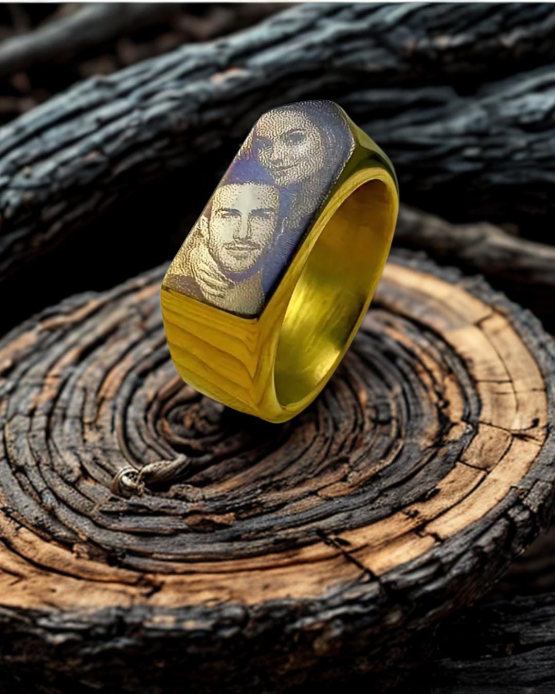 R1 Statementring Mit Gravur - Personalisiertes Siegelring Geschenk Porträt, Foto- Ring Für Männer Und Frauen, Errinerungsschmuck von PrintMyHeartDE