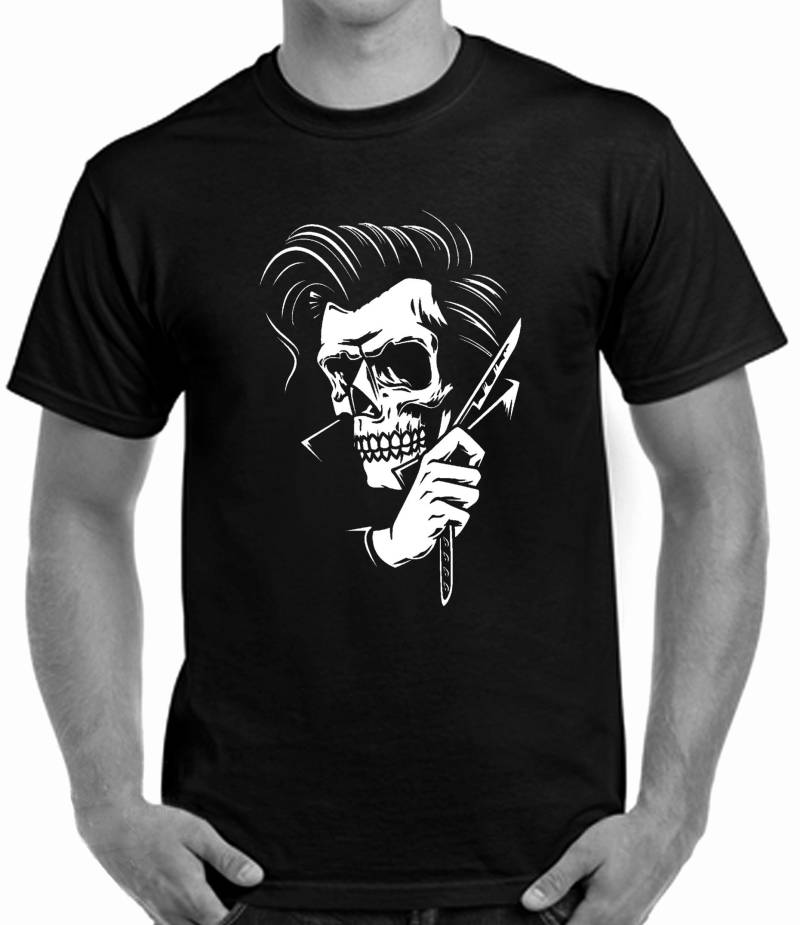 Rockabilly T Shirt T-Shirt Tattoo Hipster Psychobilly Musik Skull & Blade Unisex Herren Shirt Und Frauen Größen Von S-4xl von PrintMyHorse