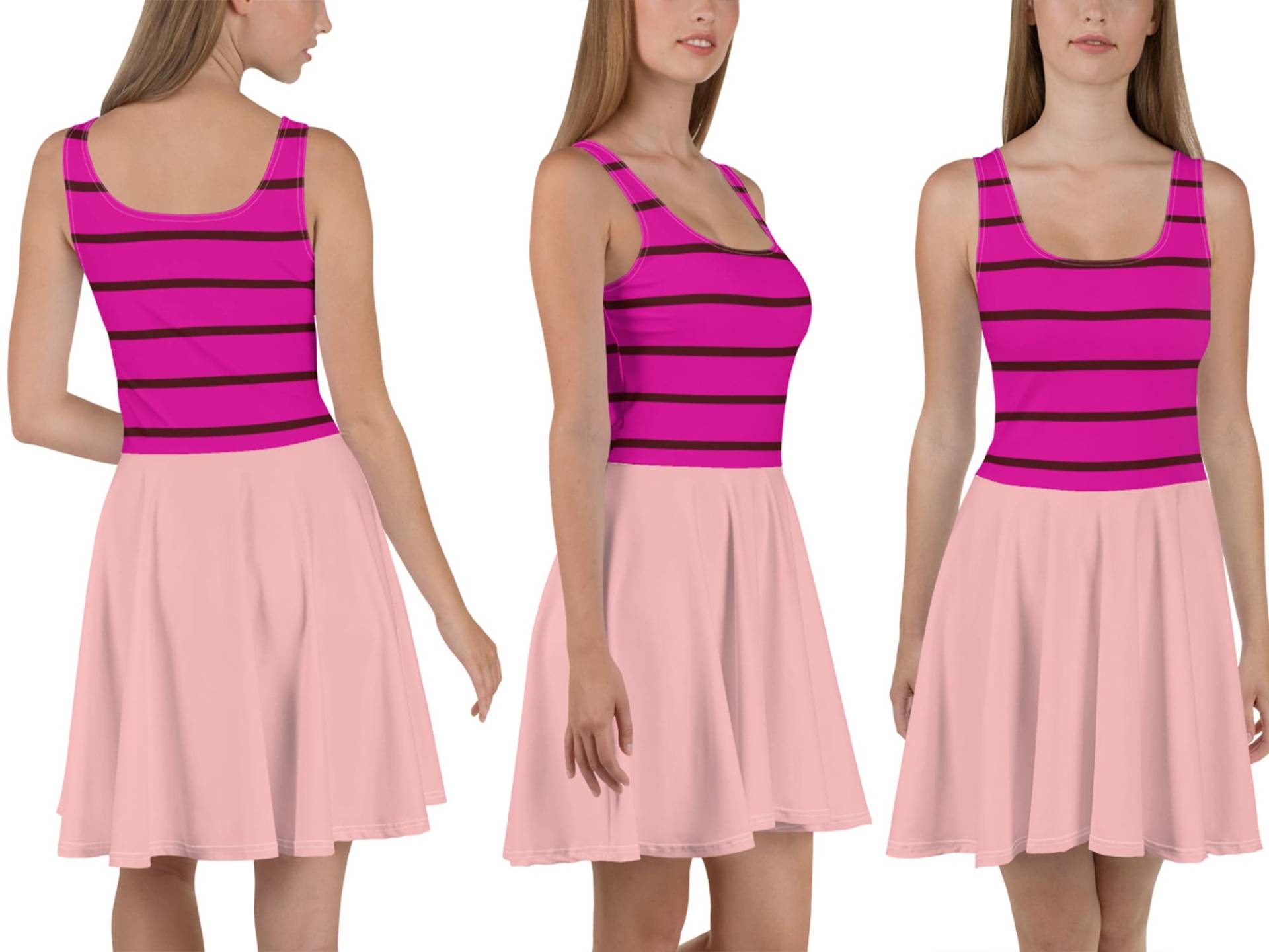 Ferkel Skater Kleid Frauen Halloween Kostüm Gestreift Pink Cosplay Schweinchen Geburtstagsparty von PrintOnBoutique