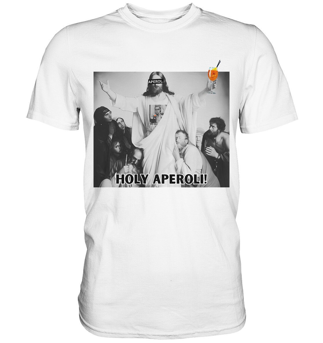 Holy Aperoli - Aperol Meme Jesus Wearing "Koks Shirt" Perfektes Geschenk Django Fun Shirt Premium Unisex Holy Aperoli - Aperol Meme Jesus Wearing "Koks Shirt" Perfektes Geschenk Django Fun Shirt Premium Unisex von PrintOnStyle