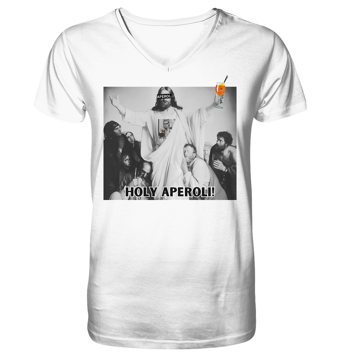 Holy Aperoli - Aperol Meme Jesus Wearing "Koks Shirt" Perfektes Geschenk V-Neck Shirt Bio-Qualität Holy Aperoli - Aperol Meme Jesus Wearing "Koks Shirt" Perfektes Geschenk V-Neck Shirt Bio-Qualität von PrintOnStyle