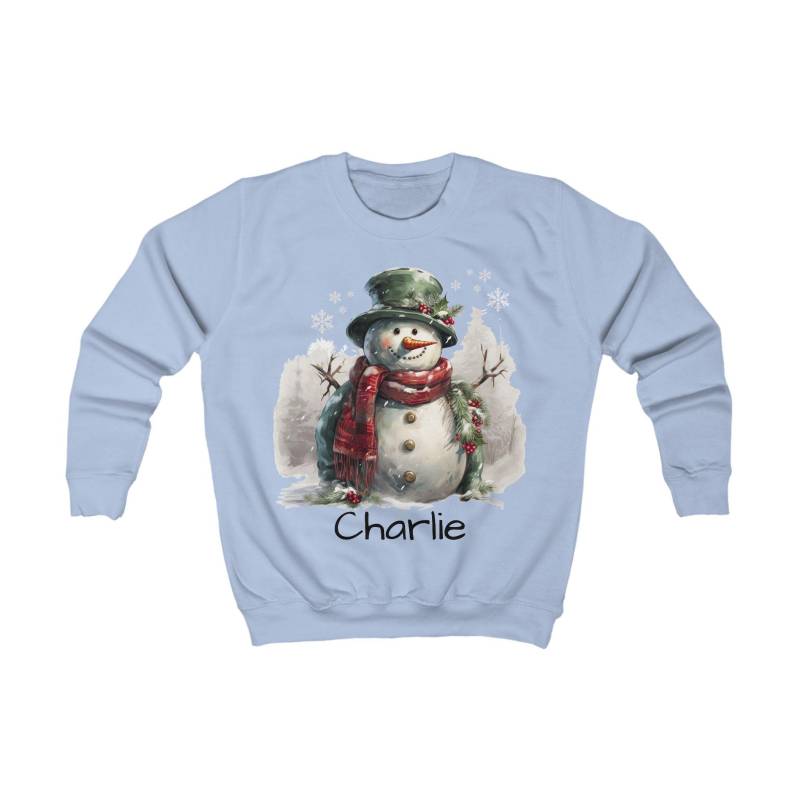 Personalisiertes Schneemann Kindersweatshirt | Weihnachtlicher Kinderpullover Mit Namen von PrintPODStudio