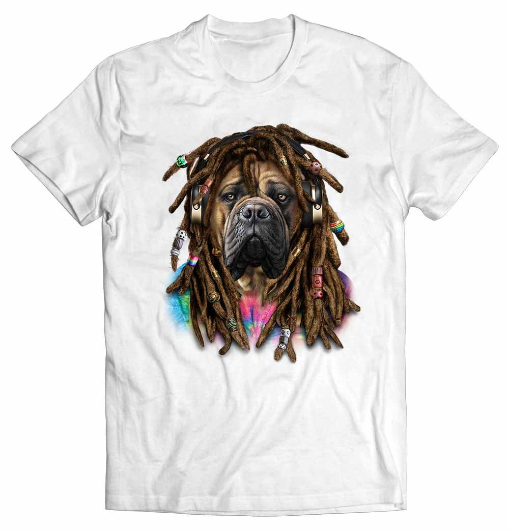 Bullmastiff Hund Mit Reggae Dreadlocks Haar von PrintStarTee