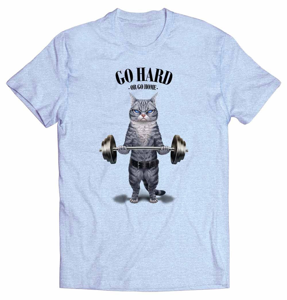 Graue Katze, Die Gewichte Im Fitnessstudio Hebt von PrintStarTee