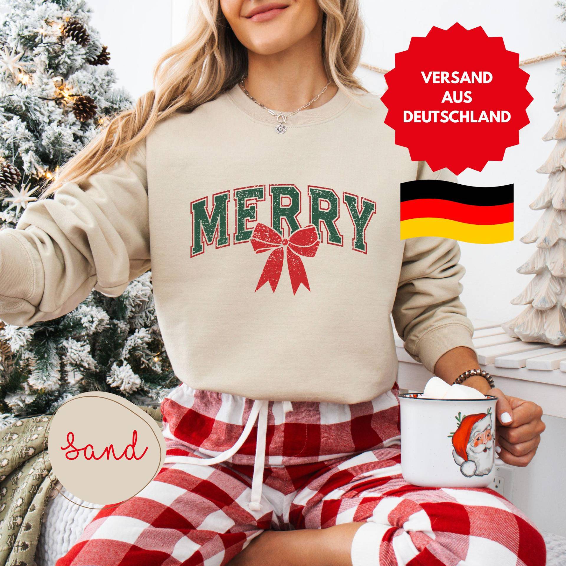 Cooler Weihnachtspulli, Weihnachtspullover Damen Baumwolle, Rot, Geschenkidee Weihnachten Weihnachtsgeschenk Frauen von PrintStudiobyNina