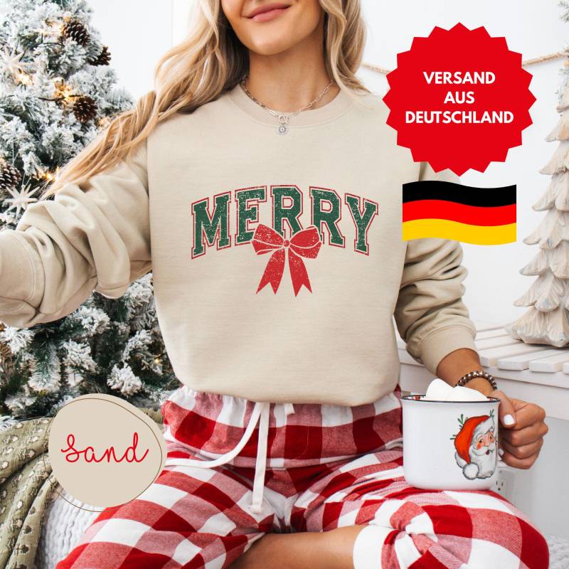Cooler Weihnachtspulli, Weihnachtspullover Damen Baumwolle, Rot, Geschenkidee Weihnachten Weihnachtsgeschenk Frauen von PrintStudiobyNina