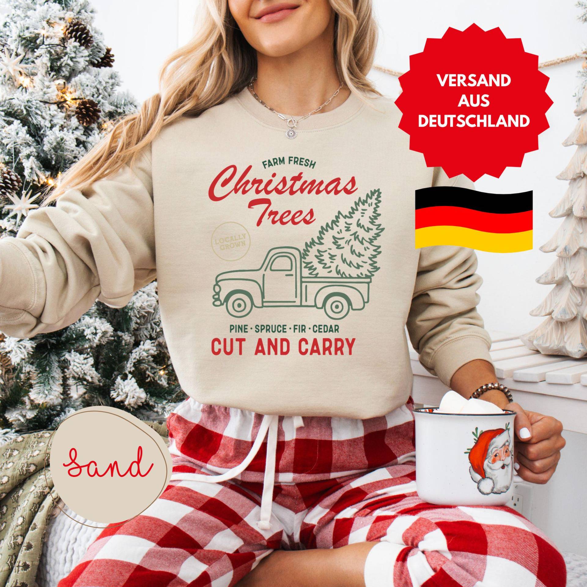 Cooler Weihnachtspulli, Weihnachtspullover Damen Baumwolle, Rot, Geschenkidee Weihnachten Weihnachtsgeschenk Frauen von PrintStudiobyNina