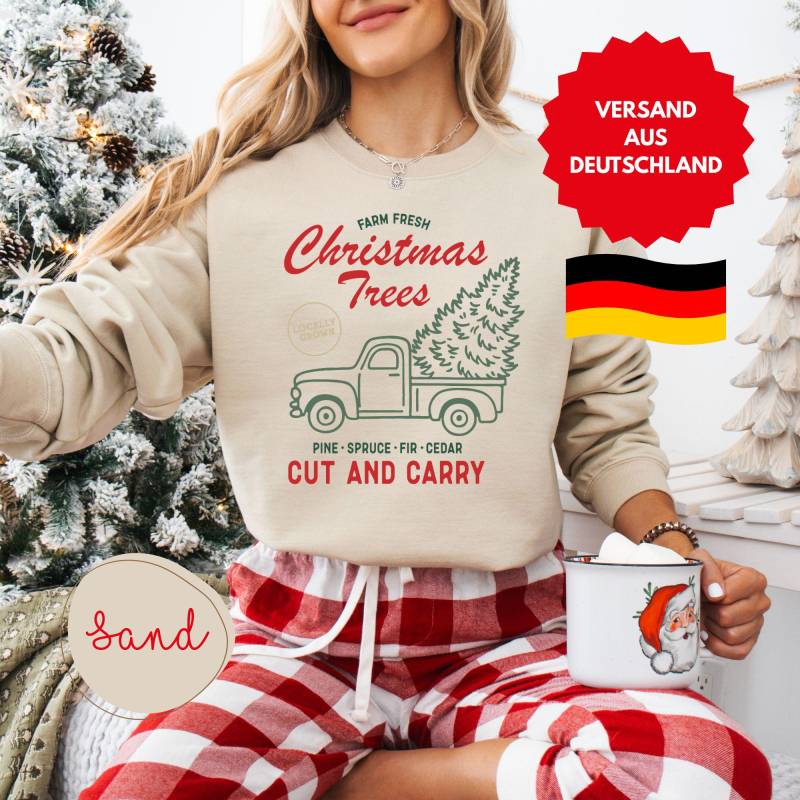 Cooler Weihnachtspulli, Weihnachtspullover Damen Baumwolle, Rot, Geschenkidee Weihnachten Weihnachtsgeschenk Frauen von PrintStudiobyNina