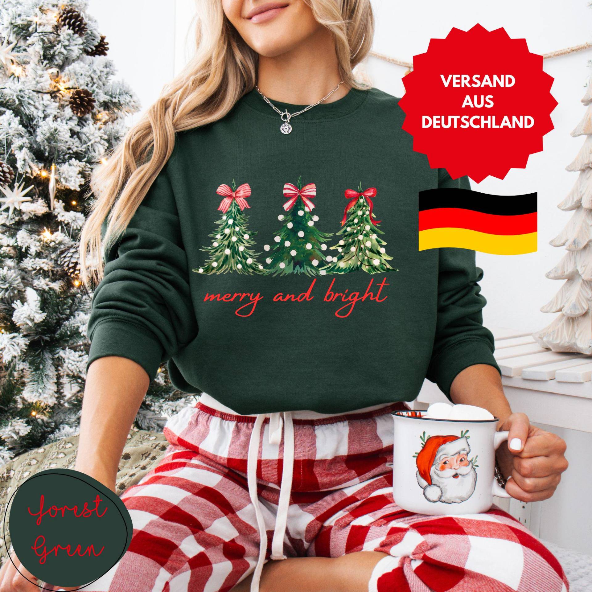 Cooler Weihnachtspulli, Weihnachtspullover Damen Grün, Oversized, Geschenkidee Weihnachten, Lieblingspullover von PrintStudiobyNina