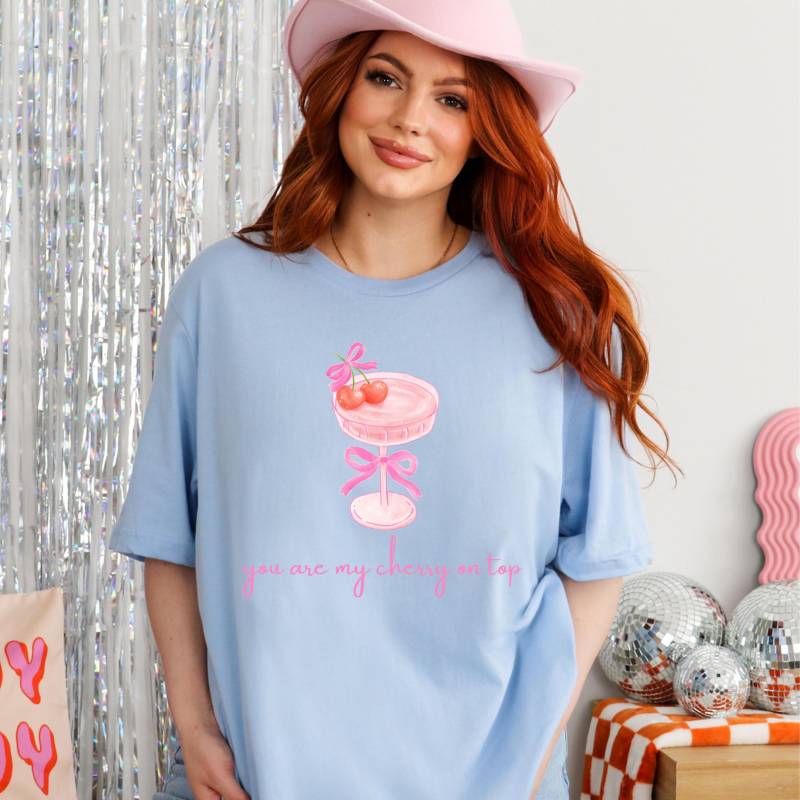 You Are My Cherry On Top T-Shirt, Statement Shirt, Süßes Retro Damen Sommer Shirt Mit Kirschen Print, Gift For Her, Cheers von PrintStudiobyNina
